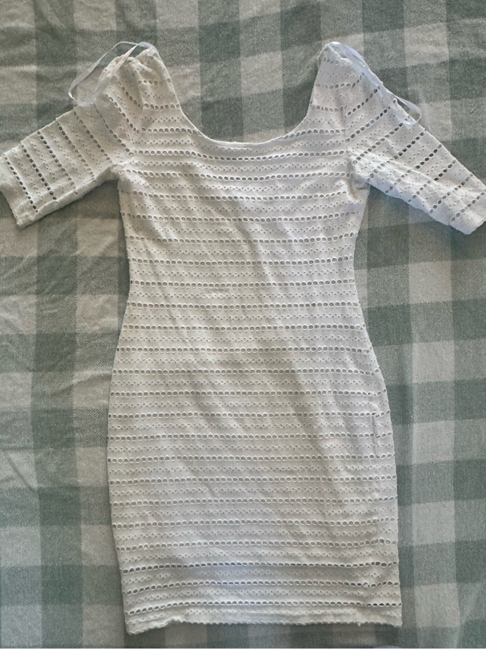 bebe White Eyelet Scoop-Back Mini Dress